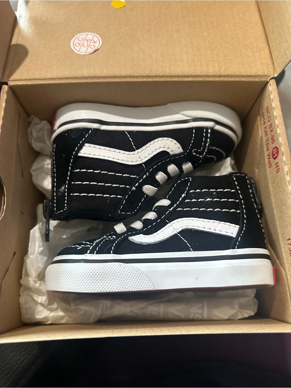 Vans Black and White Kids High-Top Skate Sneakers